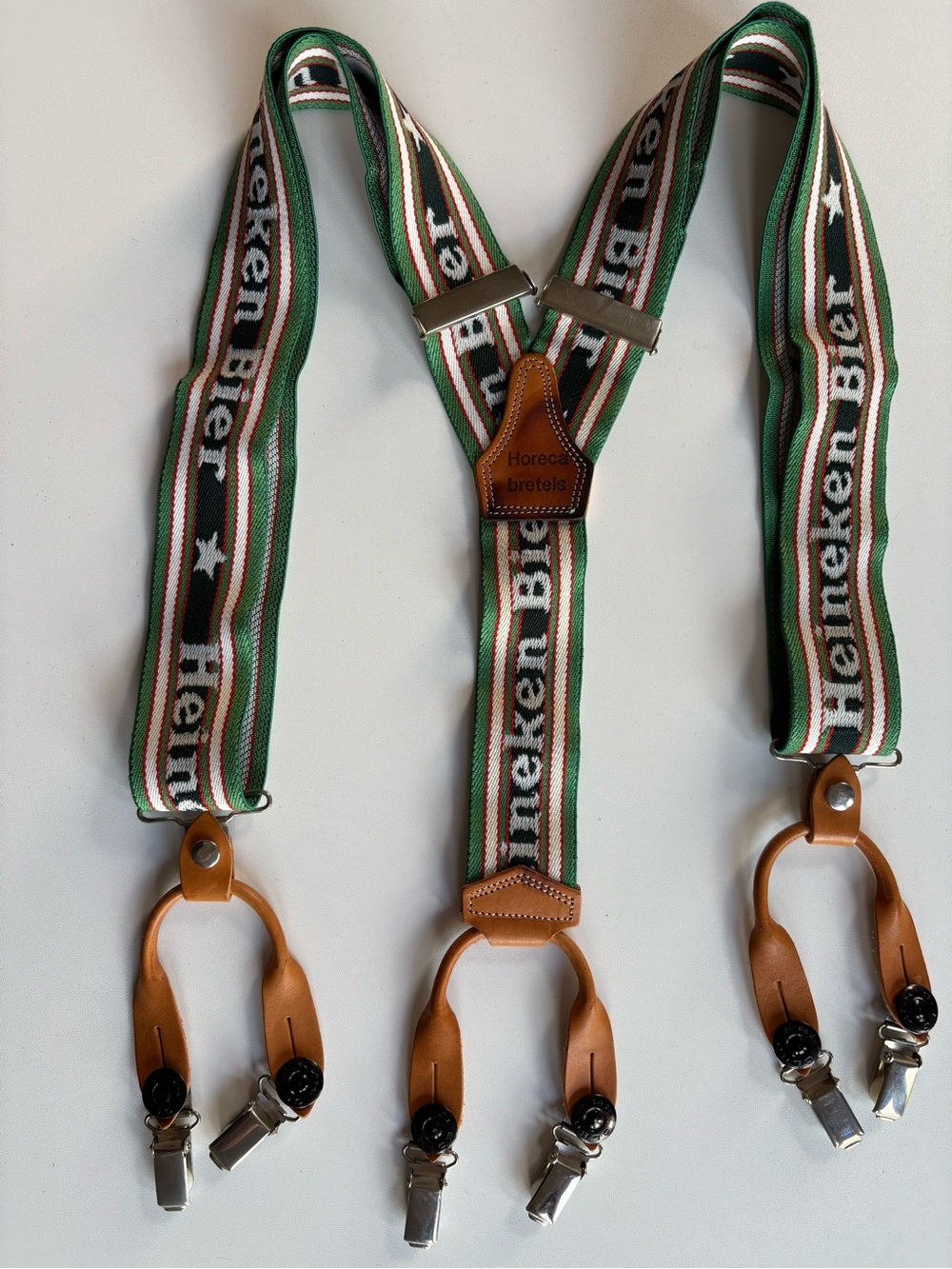 Vintage Heineken Bier Beer German Oktoberfest Suspenders Adjustable Leather 90s